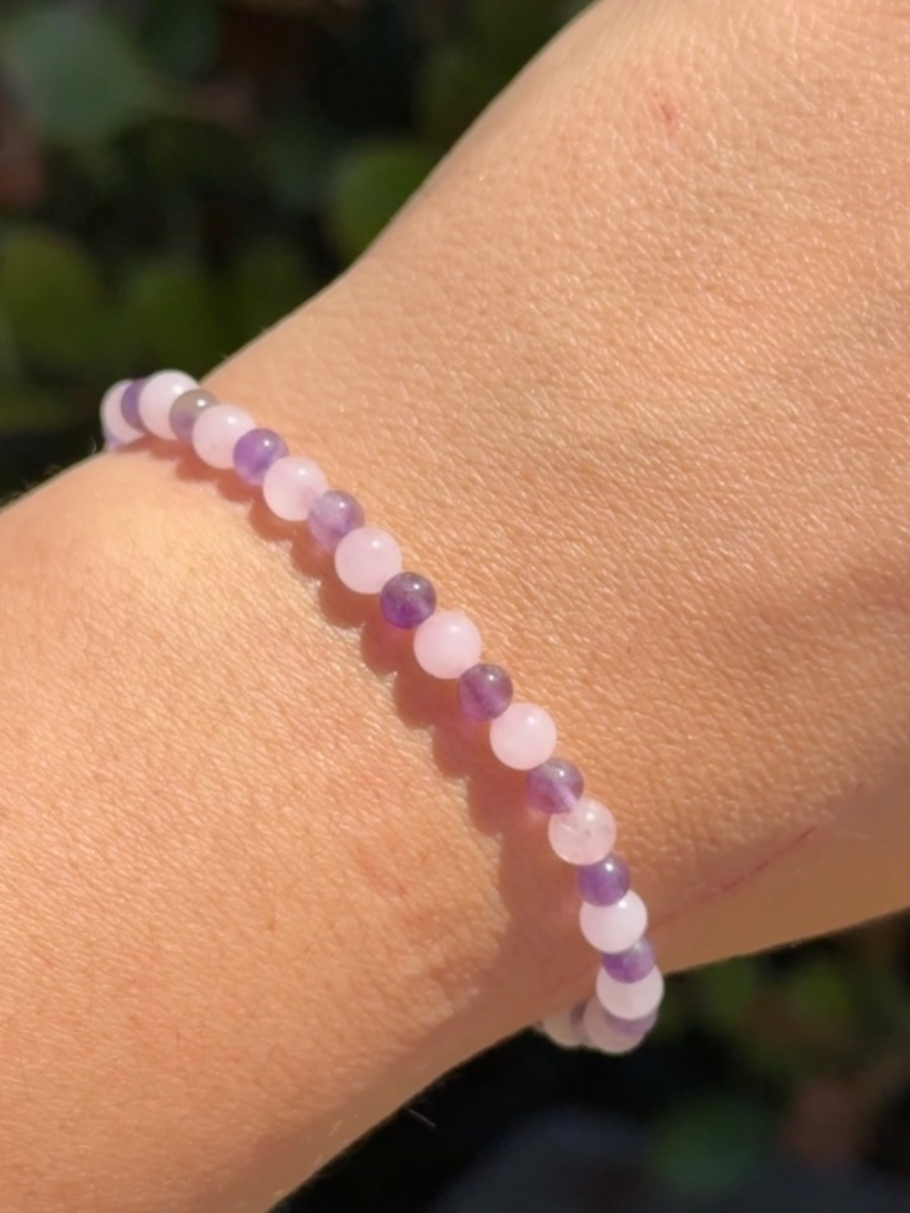 Amethyst & Rose Quartz Bracelet 3mm 4mm| Love + Clarity Crystal Bracelet